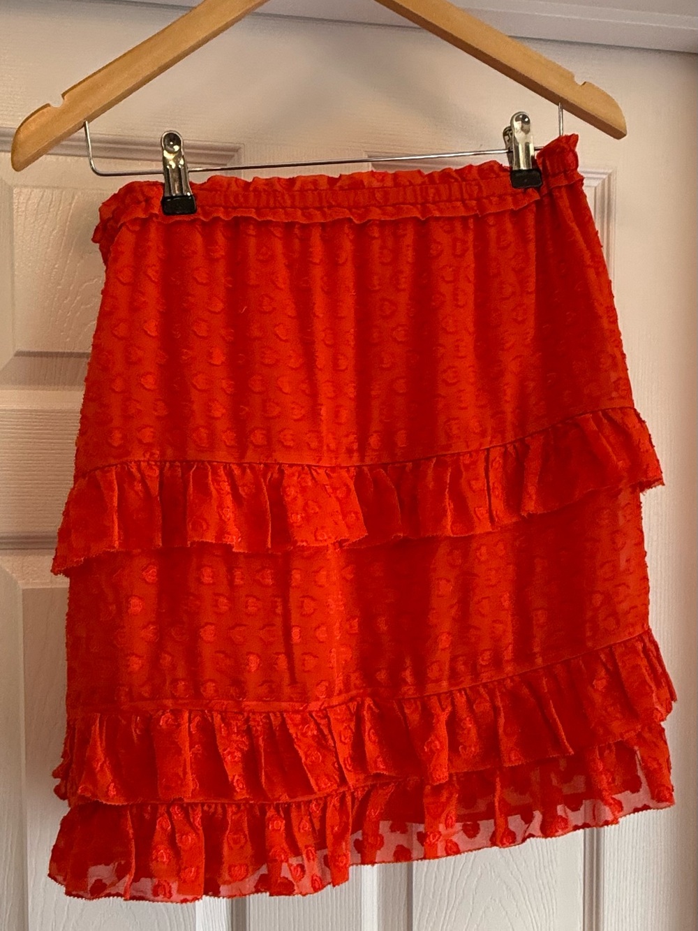 Tory Burch Ruffle Tiered Rustic Orange Ruffled Mini Skirt Size XS